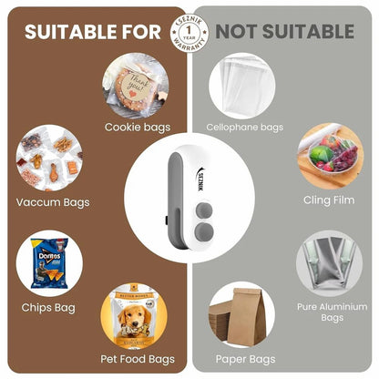 Portable Mini Sealing Machine 2 in 1 USB Rechargeable Magnetic Bag Sealer Heat Seal with Cutter
